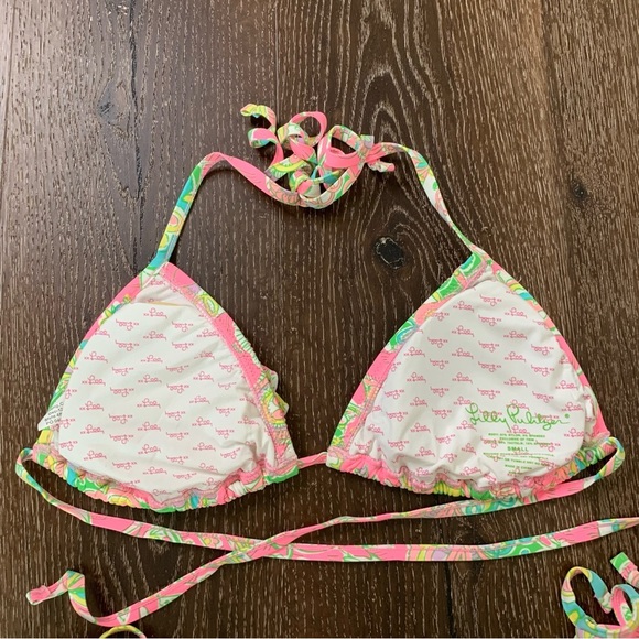 Lilly Pulitzer Womens green/ pink chin chin elephant printed tie bikini set S - Picture 10 of 11